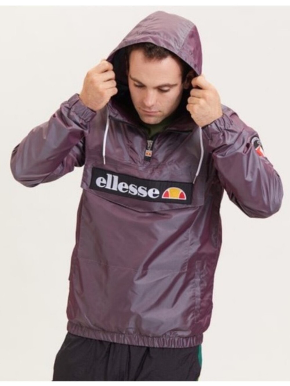 Ellesse Memphis Anorak Windbreaker Purple Iridescent Kangaroo Pocket Size M